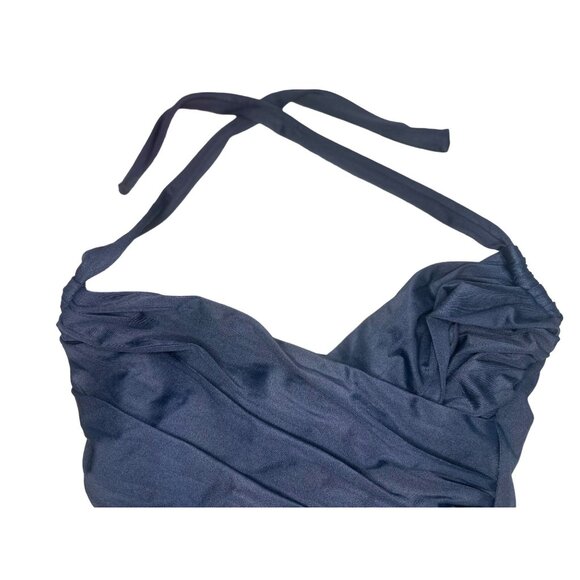 JCrew One Piece Swimsuit Womens 2 Black Halter Faux Wrap Tummy Control Classic - Picture 7 of 16